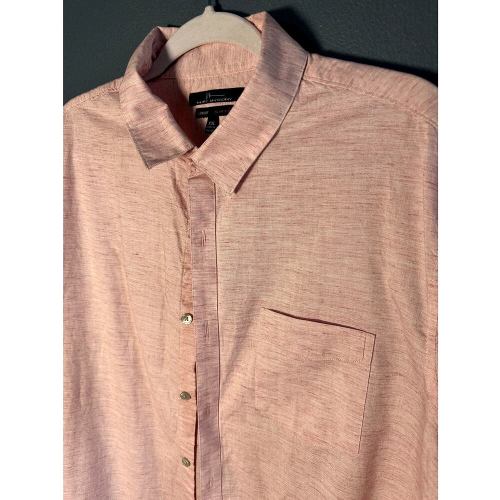 MARC ANTHONY LUXURY MENS PEACH BUTTON DOWN SLIM FIT XXL - Picture 5 of 7